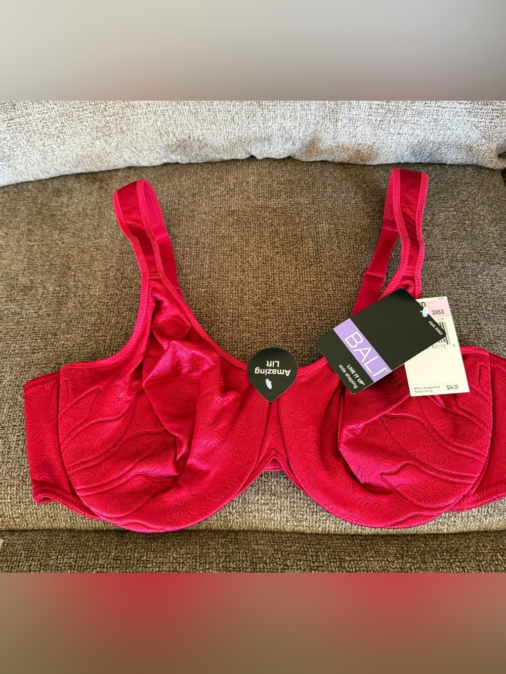 NWT Bali Red 3353 Side Lift & Shaping Underwire Bra 38D MSRP $44 New